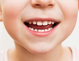 Close up of child's healthy smile