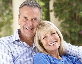 Happy senior couple smiling together