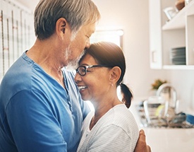 a woman with dentures spending time with her husband