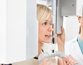 Woman receiving 3D cone beam scan