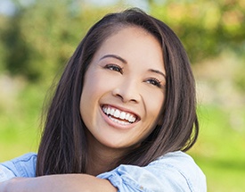 Happy young woman with bright white smile