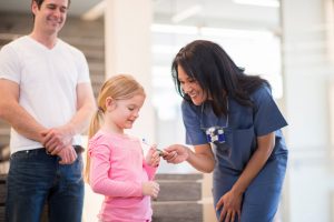 Young girl at dentist